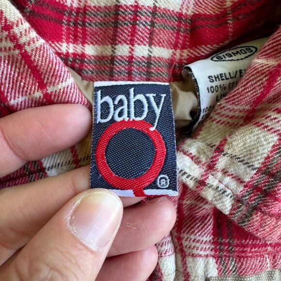 Baby Q red plaid jacket boys 6-9 months lining bear lodge design elbow patches - Picture 4 of 7